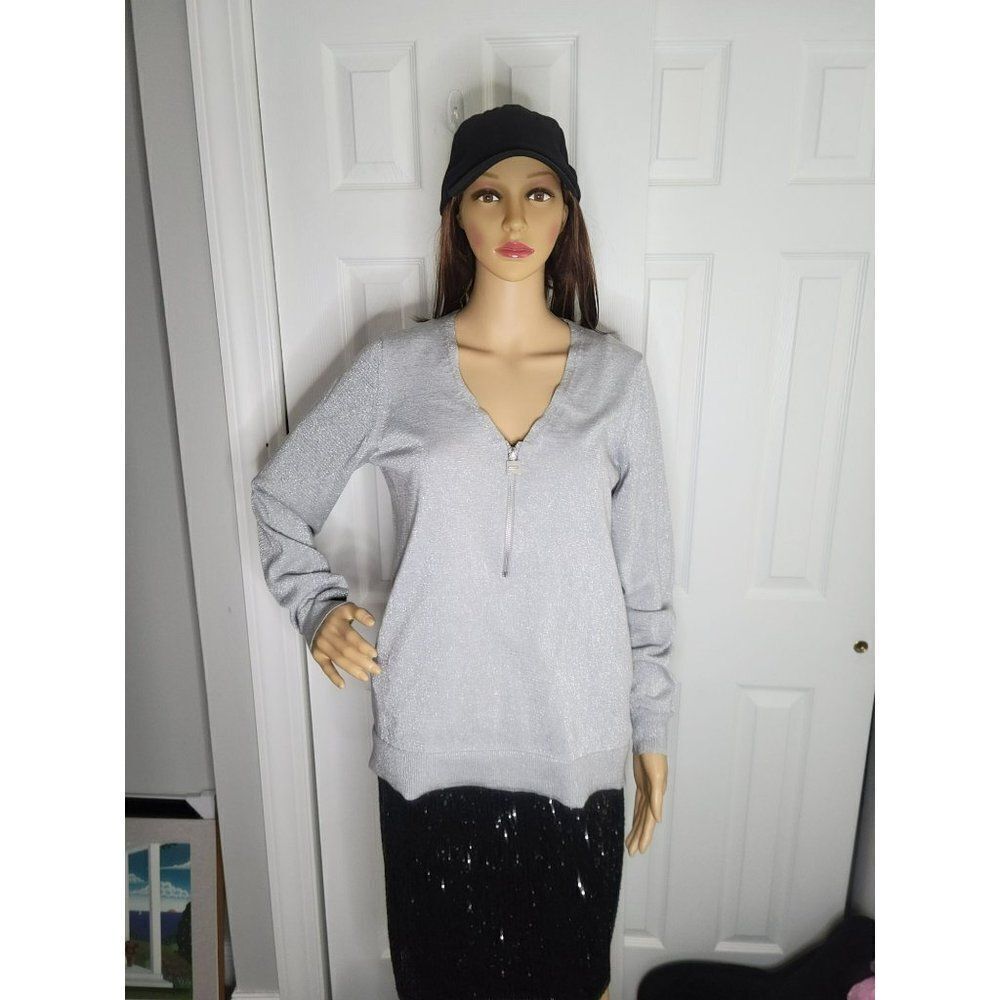 MICHAEL Kors 1/2 Zip Metallic Top, SZ Med, EUC